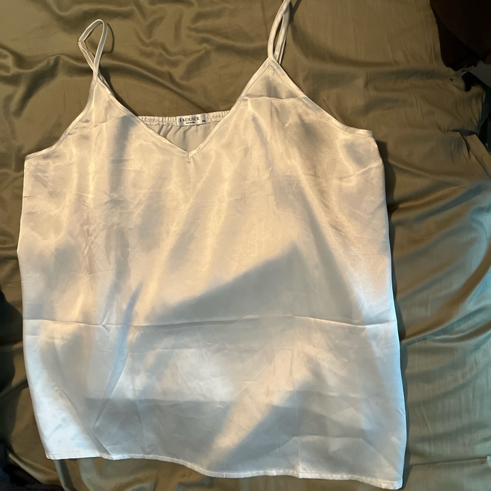 Elegant White Satin Camisole Top